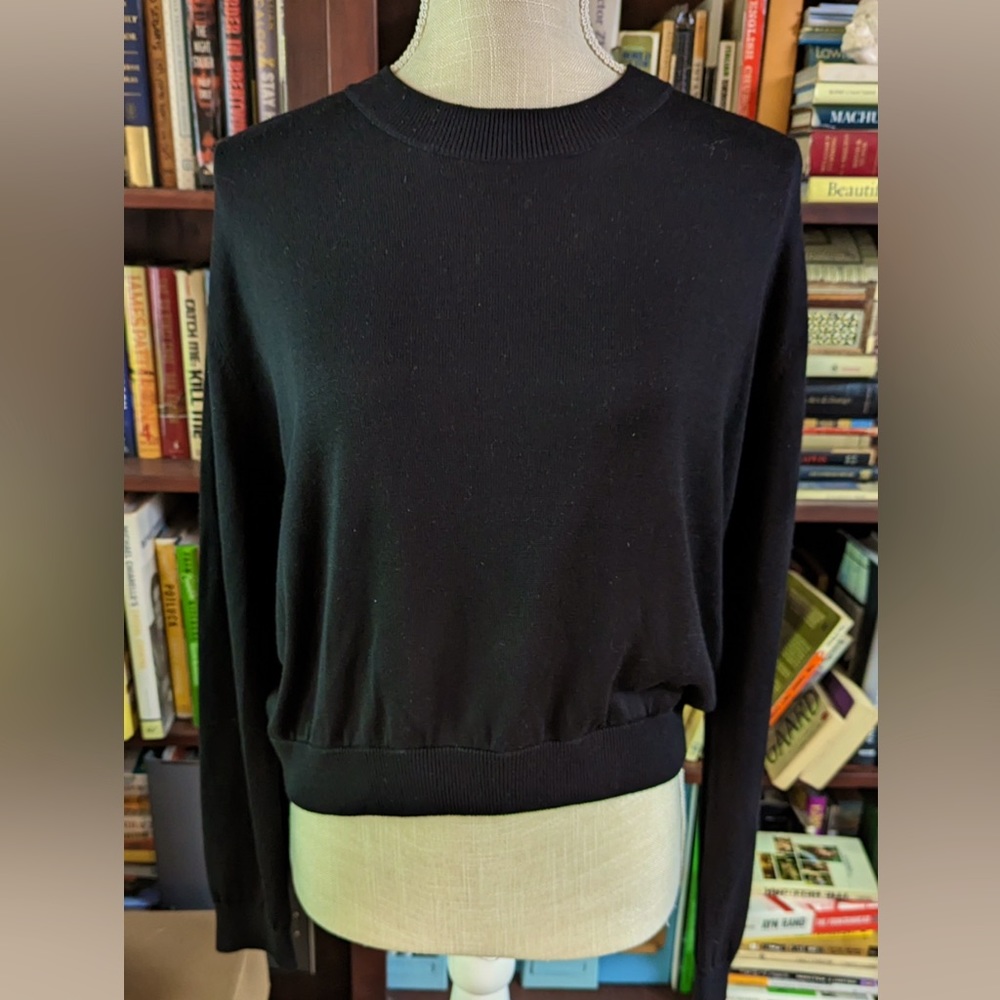 H&M Black Long Sleeve Sweater With Open Back